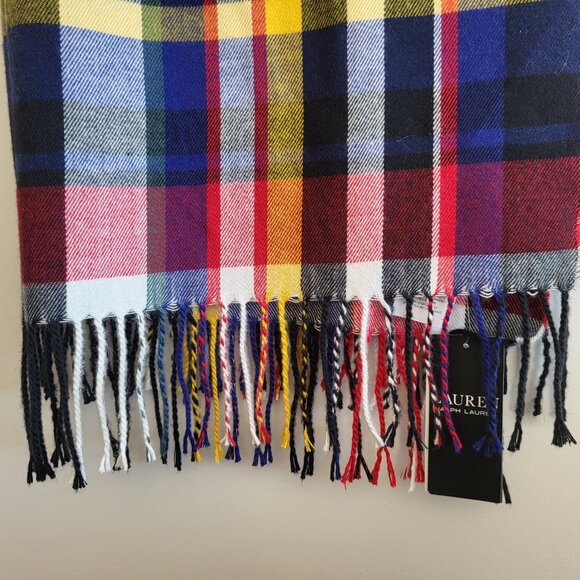 Ralph Lauren Plaid Fringe Scarf - Picture 2 of 6